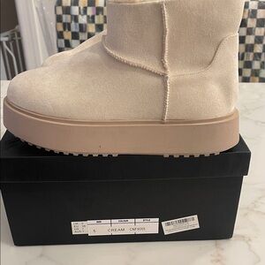 PrettyLittleThing Light Cream Ankle Booties